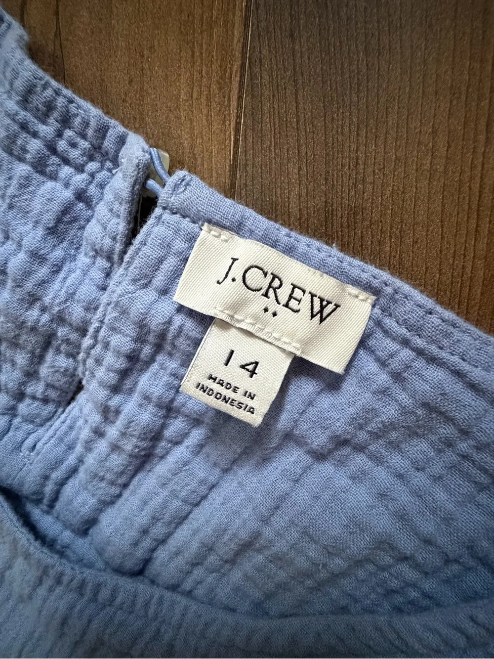 J Crew | Blue 100% Cotton Gauze Tiered Ruffle Sleeve Midi Dress | 14